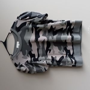 Cynthia Rowley short sleeve camo sweatshirt